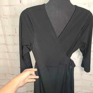 Piphany Black Wrap Dress, Large